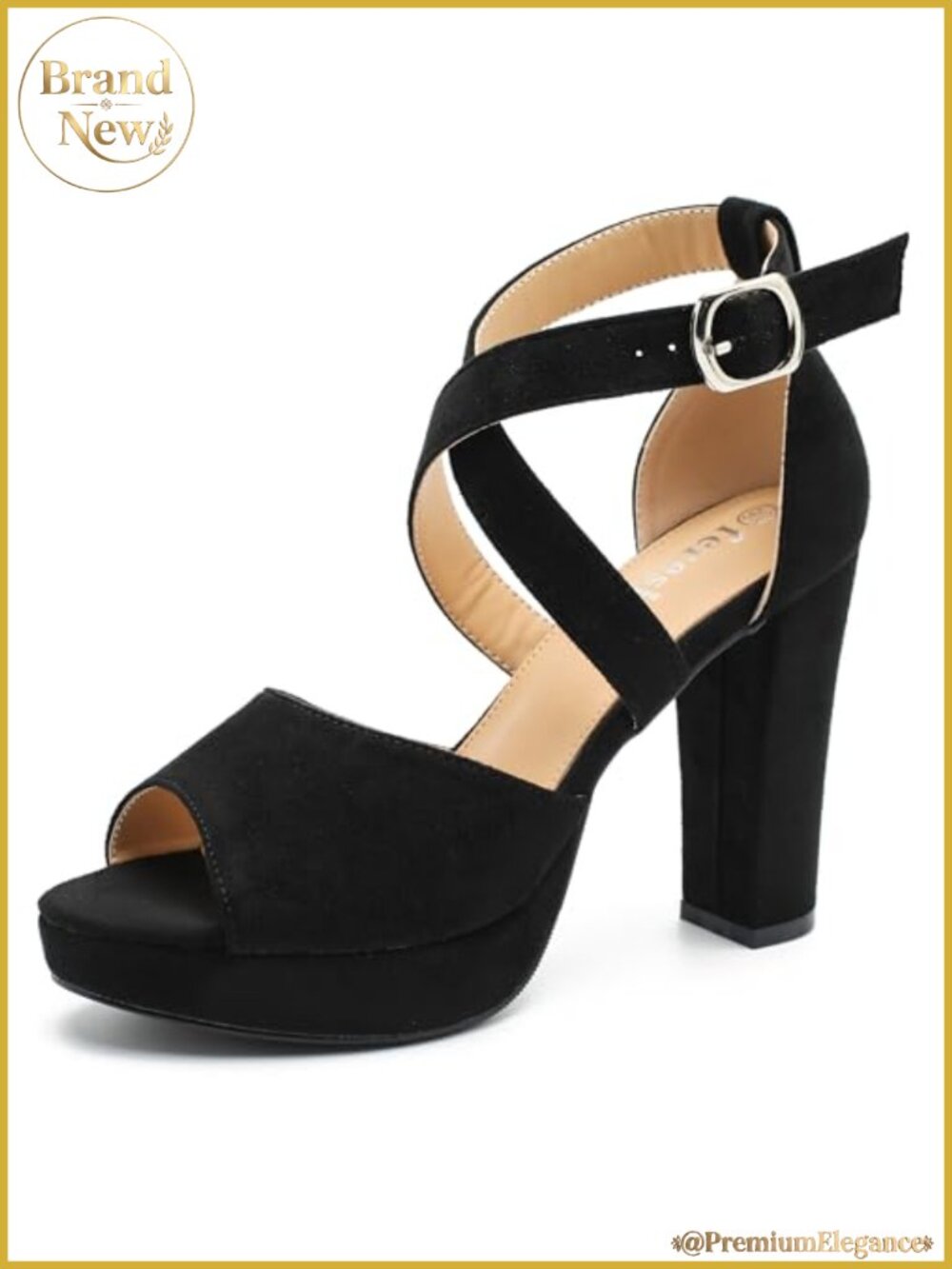 Women's Platform Heeled Sandals Crisscross Ankle Strap Chunky Block Heel